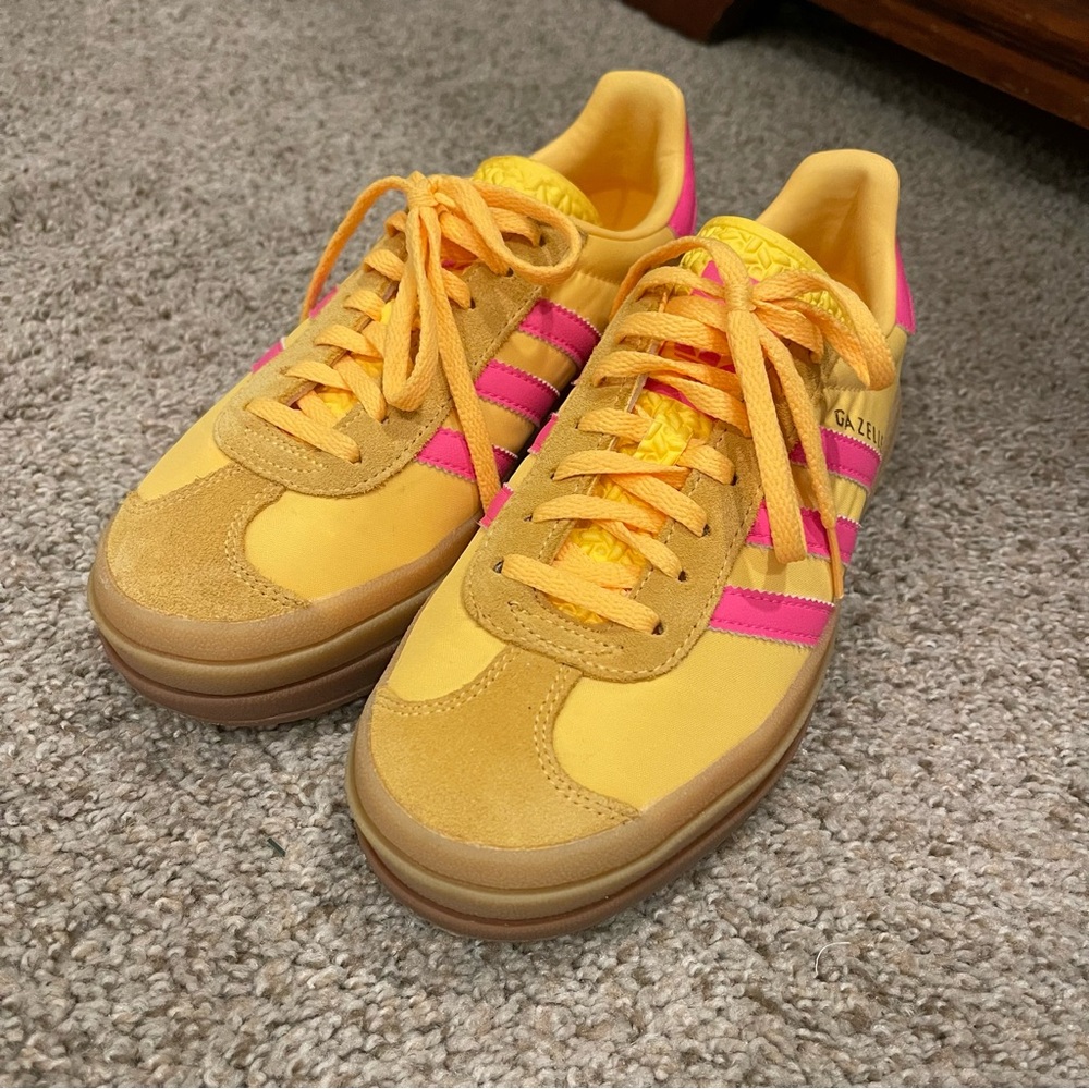 Adidas Bright Yellow and Pink Sneakers